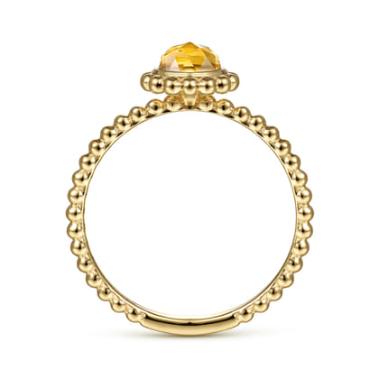 Promise Ring - 14K Yellow Gold Round Citrine Bujukan Beaded Ring