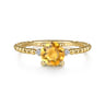 Promise Ring - 14K Yellow Gold Round Citrine and Diamond Bujukan Promise Ring - 0.02 ct