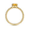 Promise Ring - 14K Yellow Gold Round Citrine and Diamond Bujukan Promise Ring - 0.02 ct