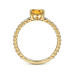 Promise Ring - 14K Yellow Gold Round Citrine and Diamond Bujukan Ring