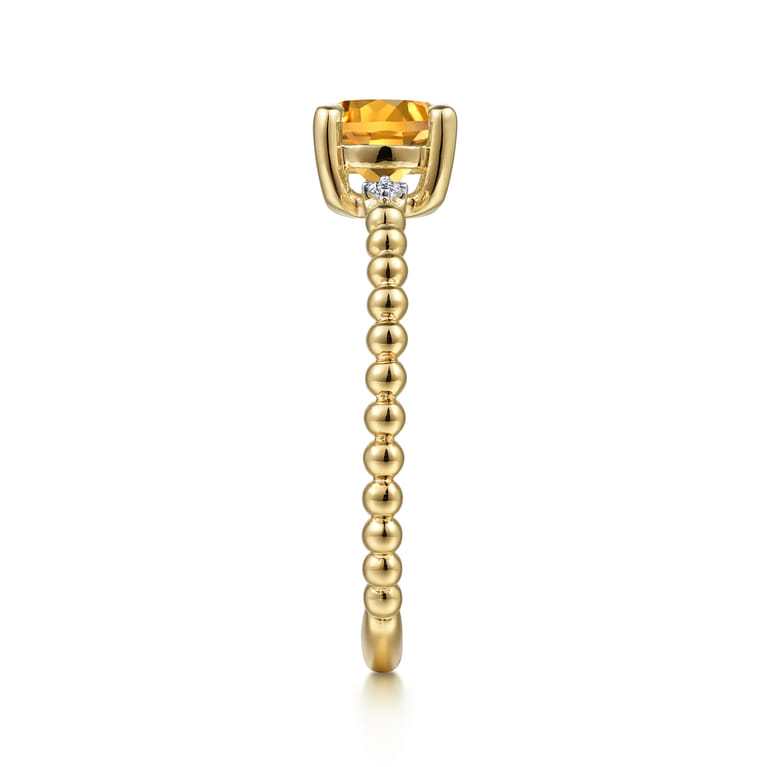 Promise Ring - 14K Yellow Gold Round Citrine and Diamond Bujukan Ring - 0.02 ct - Shot 4
