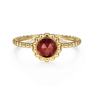 Promise Ring - 14K Yellow Gold Round Garnet Bujukan Beaded Promise Ring