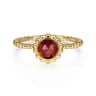 Promise Ring - 14K Yellow Gold Round Garnet Bujukan Beaded Promise Ring