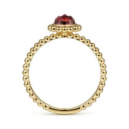 Promise Ring - 14K Yellow Gold Round Garnet Bujukan Beaded Promise Ring