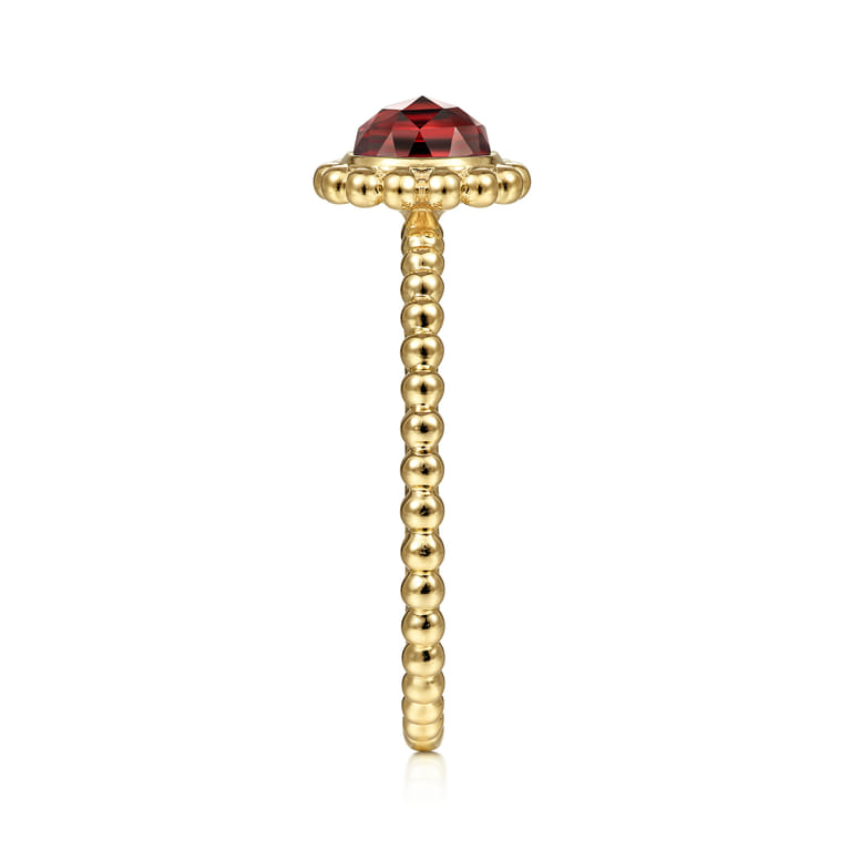 Promise Ring - 14K Yellow Gold Round Garnet Bujukan Beaded Promise Ring - Shot 4
