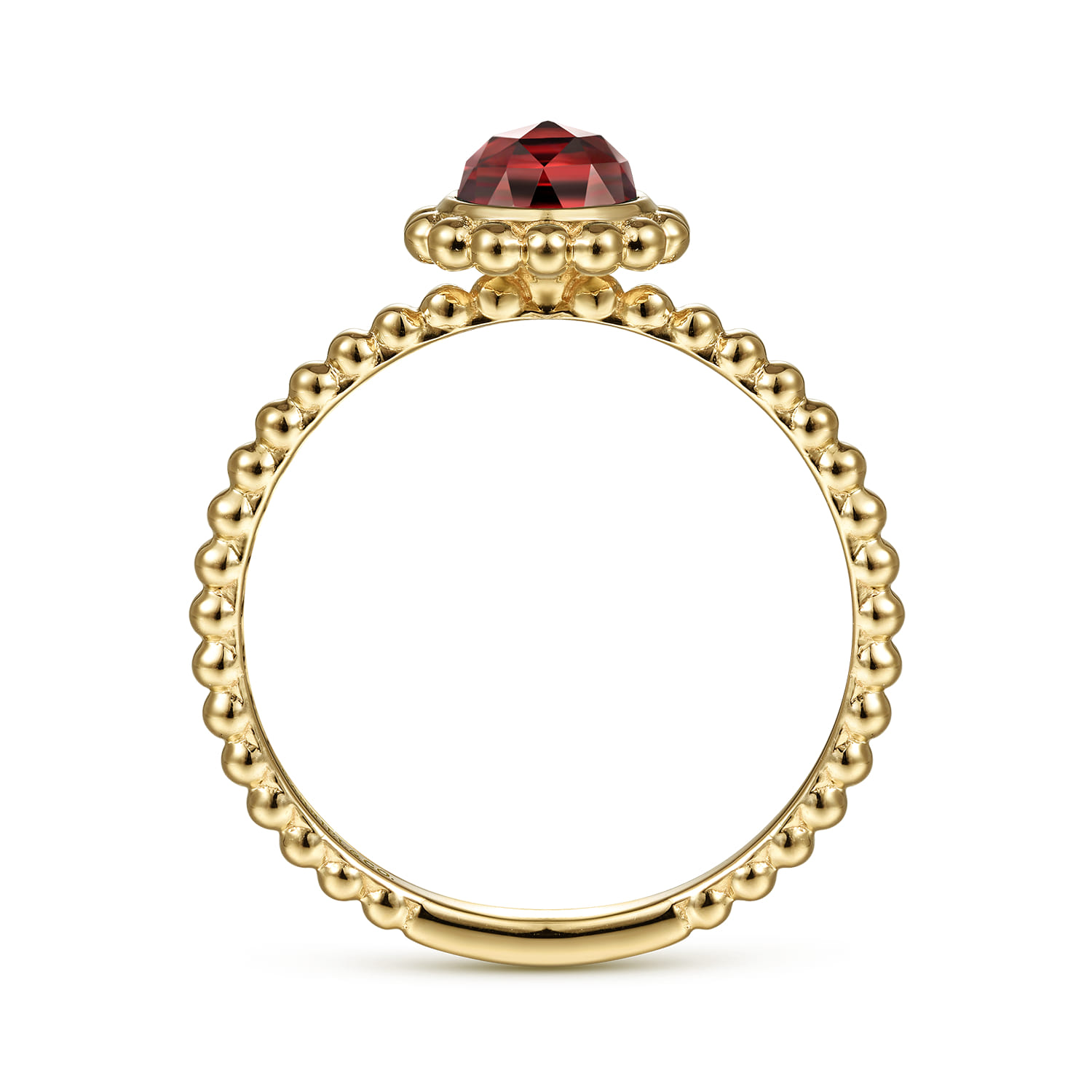 Promise Ring - 14K Yellow Gold Round Garnet Bujukan Beaded Ring