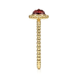 Promise Ring - 14K Yellow Gold Round Garnet Bujukan Beaded Ring