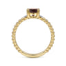 Promise Ring - 14K Yellow Gold Round Garnet and Diamond Bujukan Promise Ring - 0.02 ct
