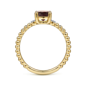 Promise Ring - 14K Yellow Gold Round Garnet and Diamond Bujukan Ring