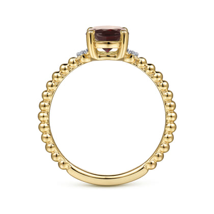 Promise Ring - 14K Yellow Gold Round Garnet and Diamond Bujukan Ring