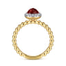 Promise Ring - 14K Yellow Gold Round Garnet with Diamond Halo Bujukan Promise Ring - 0.16 ct