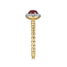 Promise Ring - 14K Yellow Gold Round Garnet with Diamond Halo Bujukan Promise Ring - 0.16 ct