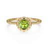 Promise Ring - 14K Yellow Gold Round Peridot Bujukan Beaded Promise Ring