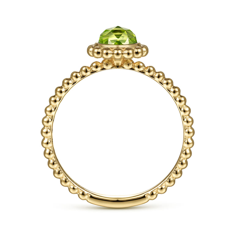 Promise Ring - 14K Yellow Gold Round Peridot Bujukan Beaded Promise Ring - Shot 2