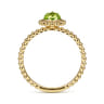 Promise Ring - 14K Yellow Gold Round Peridot Bujukan Beaded Promise Ring