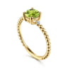 Promise Ring - 14K Yellow Gold Round Peridot and Diamond Bujukan Promise Ring - 0.02 ct