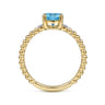 Promise Ring - 14K Yellow Gold Round Swiss Blue Topaz and Diamond Bujukan Promise Ring - 0.02 ct