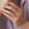 Promise Ring - 14K Yellow Gold Round Swiss Blue Topaz and Diamond Bujukan Promise Ring - 0.02 ct
