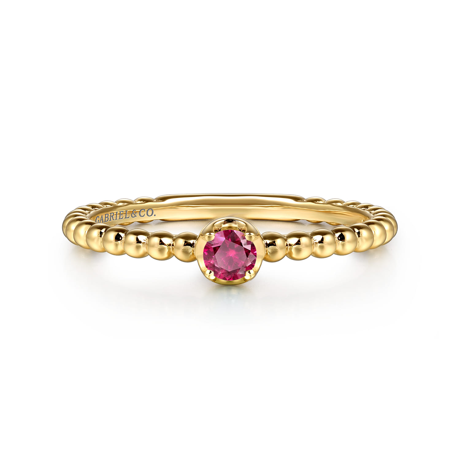 Promise Ring - 14K Yellow Gold Ruby Stackable Promise Ring - Shot 1