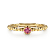 Promise Ring - 14K Yellow Gold Ruby Stackable Promise Ring