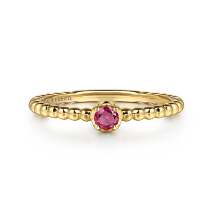 Promise Ring - 14K Yellow Gold Ruby Stackable Promise Ring