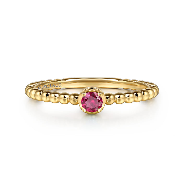 Promise Ring - 14K Yellow Gold Ruby Stackable Promise Ring - Shot 1