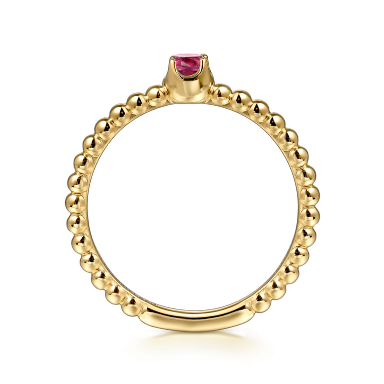 Promise Ring - 14K Yellow Gold Ruby Stackable Promise Ring - Shot 2