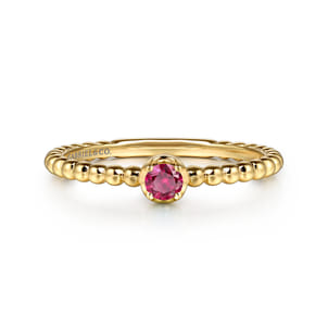 Promise Ring - 14K Yellow Gold Ruby Stackable Ring