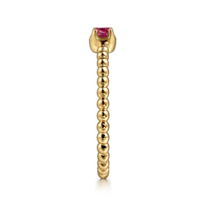 Promise Ring - 14K Yellow Gold Ruby Stackable Ring
