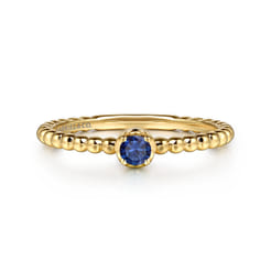 Promise Ring - 14K Yellow Gold Sapphire Beaded Stackable Promise Ring