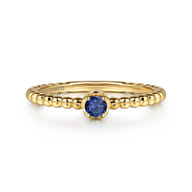 Promise Ring - 14K Yellow Gold Sapphire Beaded Stackable Promise Ring