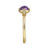 Promise Ring - 14K Yellow Gold Three Stone Amethyst and Diamond Promise Ring - 0.03 ct