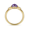 Promise Ring - 14K Yellow Gold Three Stone Amethyst and Diamond Ring - 0.03 ct