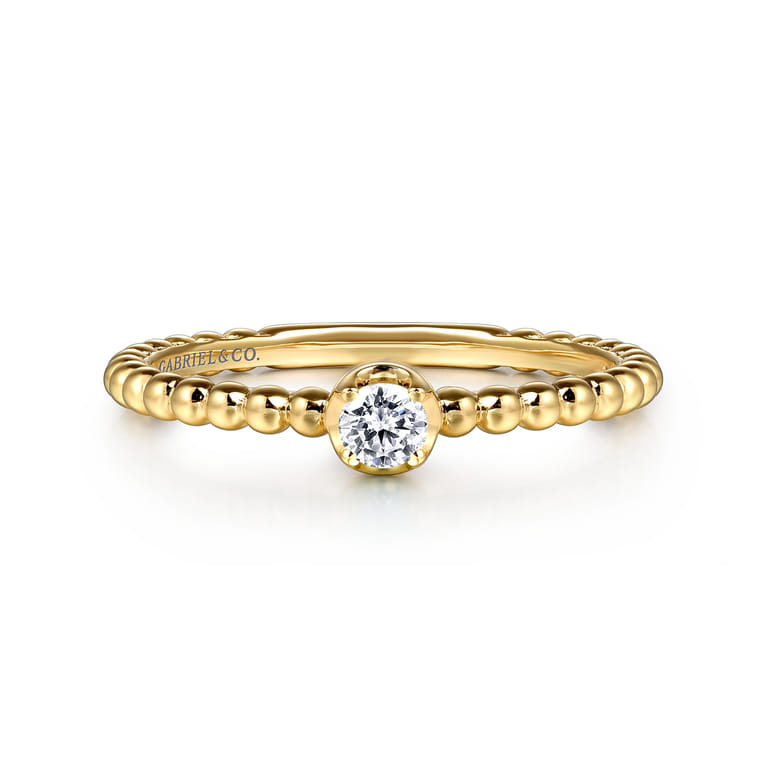 Promise Ring - 14K Yellow Gold White Sapphire Stackable Promise Ring - Shot 1