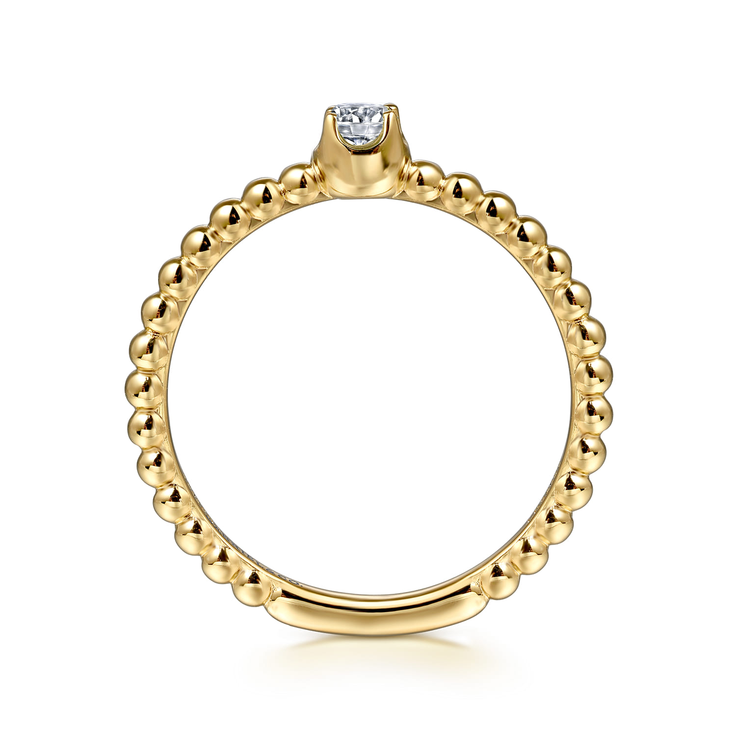 Promise Ring - 14K Yellow Gold White Sapphire Stackable Promise Ring - Shot 2