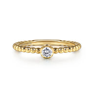Promise Ring - 14K Yellow Gold White Sapphire Stackable Ring