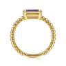 Promise Ring - 14K Yellow Plain Gold Bujukan And Amethyst Stackable Promise Ring