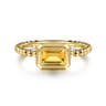 Promise Ring - 14K Yellow Plain Gold Bujukan And Citrine Stackable Promise Ring