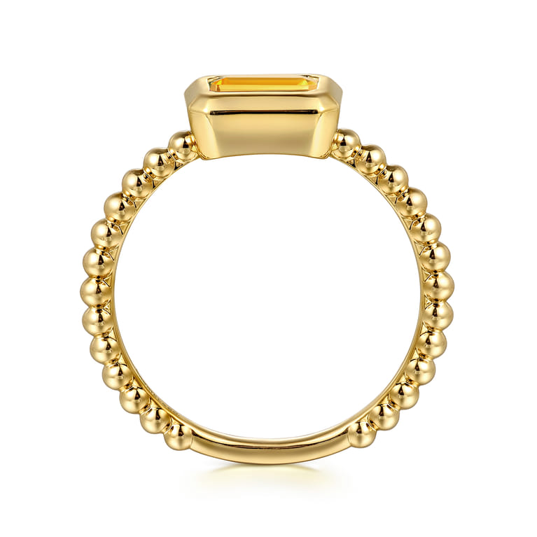 Promise Ring - 14K Yellow Plain Gold Bujukan And Citrine Stackable Promise Ring - Shot 2