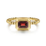 Promise Ring - 14K Yellow Plain Gold Bujukan And Garnet Stackable Promise Ring