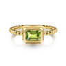 Promise Ring - 14K Yellow Plain Gold Bujukan And Peridot Stackable Promise Ring