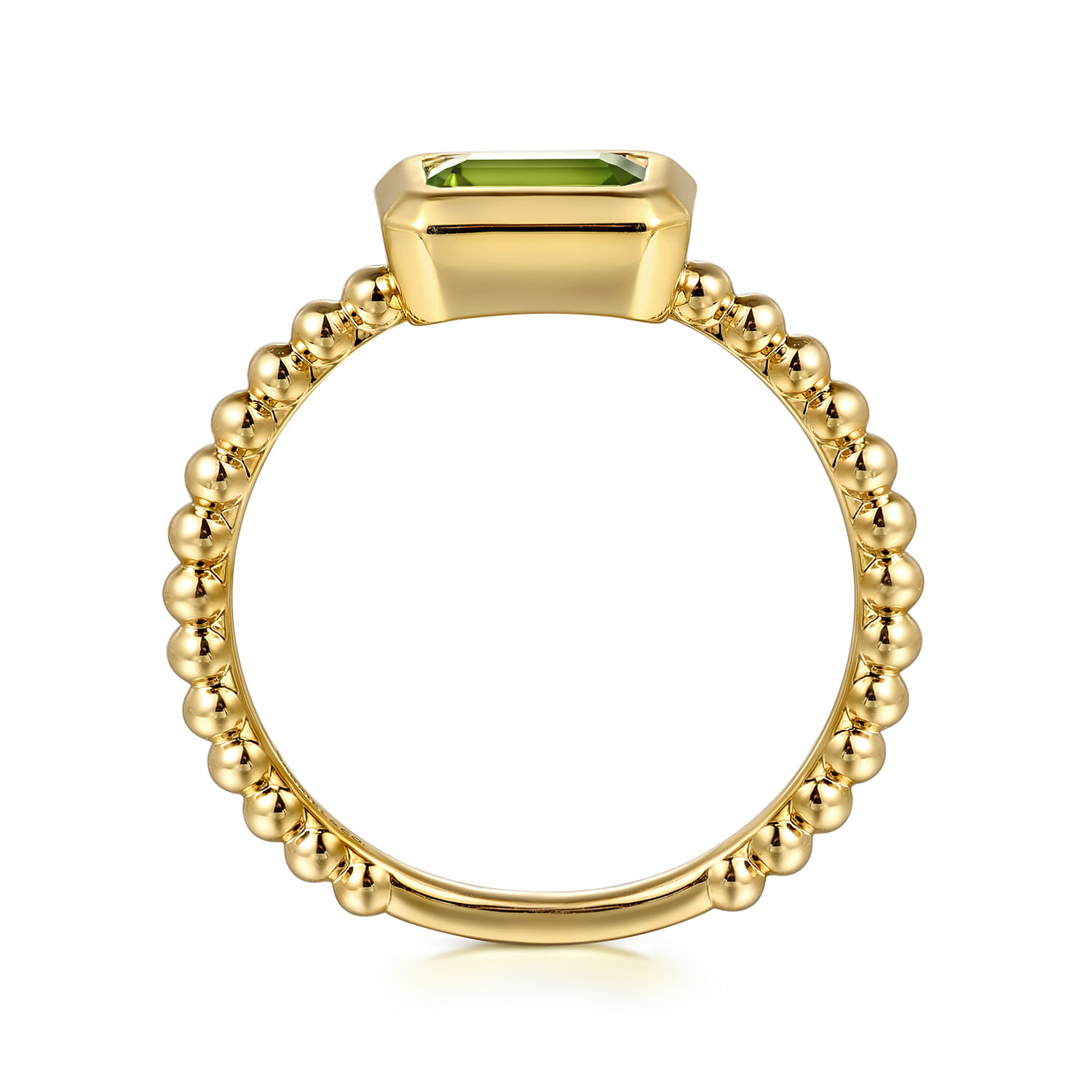 Promise Ring - 14K Yellow Plain Gold Bujukan And Peridot Stackable Promise Ring - Shot 2