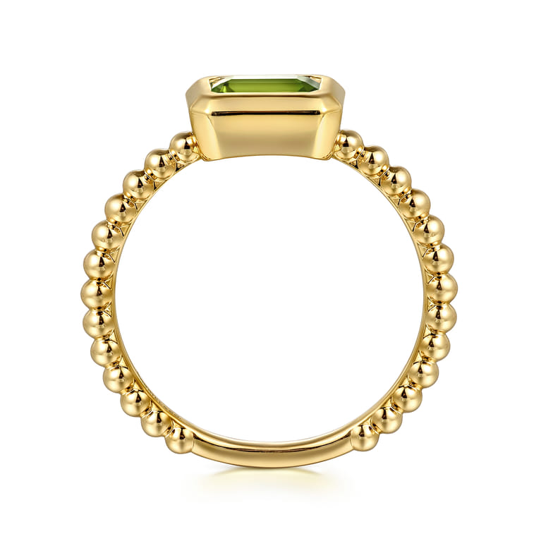 Promise Ring - 14K Yellow Plain Gold Bujukan And Peridot Stackable Promise Ring - Shot 2