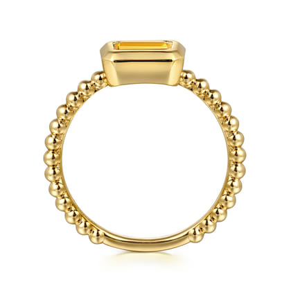 Promise Ring - 14K Yellow Plain Gold Bujukan and Citrine Stackable Promise Ring
