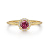 Promise Ring - 14k Yellow Gold Round Cut Diamond Halo  Pink Tourmaline Promise Ring - 0.06 ct