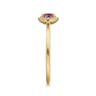 Promise Ring - 14k Yellow Gold Round Cut Diamond Halo  Pink Tourmaline Promise Ring - 0.06 ct