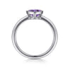 Promise Ring - 925 Sterling Silver Bezel Set Amethyst Solitaire Promise Ring