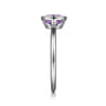 Promise Ring - 925 Sterling Silver Bezel Set Amethyst Solitaire Promise Ring