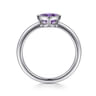 Promise Ring - 925 Sterling Silver Bezel Set Amethyst Solitaire Ring