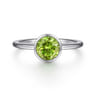 Promise Ring - 925 Sterling Silver Bezel Set Peridot Solitaire Promise Ring